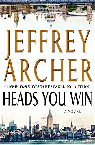 "Book cover with 'Jeffrey Archer' in gold, 'Heads You Win' in black, against a cityscape."