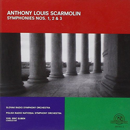"CD cover with red, blue, and green sections and a black-and-white column image."