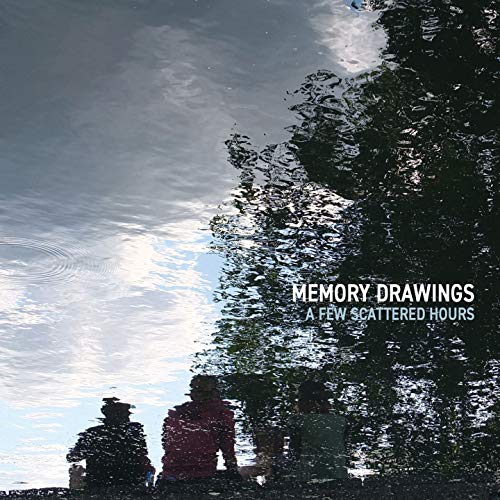 "Album cover with rippled water reflection, trees, and silhouetted figures, with white text overlay."