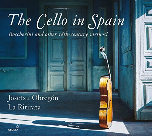 Cello album cover featuring a cello in a blue doorway with white text.
