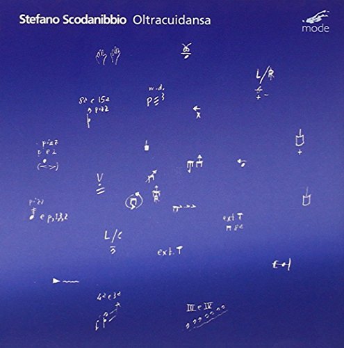 Blue album cover with white musical symbols and text "Stefano Scodanibbio Oltracuidansa".