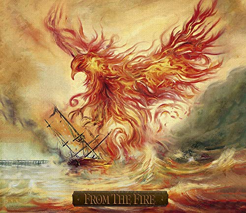 Album cover art: a fiery phoenix rising from a burning ship at sea.