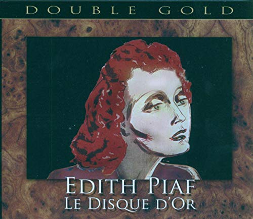 "Album cover featuring a portrait of Edith Piaf with red hair on a brown background."