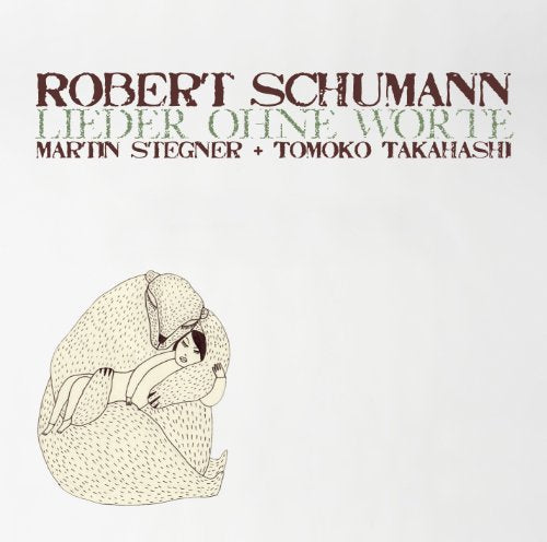 "Album cover with illustration of a person resting, with text 'Robert Schumann' and names."