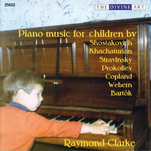 CD cover featuring a young boy playing a piano, with yellow text overlay.