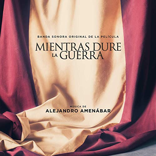 "CD cover with red fabric draped over cream-colored fabric, featuring black Spanish text."