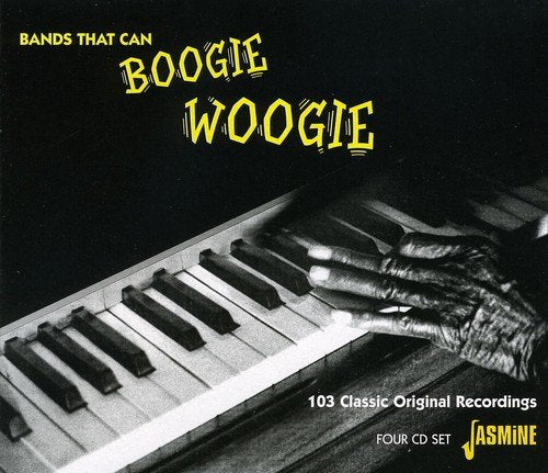 "CD cover with piano keys and hand, 'Boogie Woogie' title in yellow text."