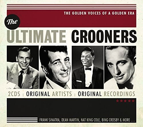 "The Ultimate Crooners" CD cover featuring black and white portraits of four male singers.
