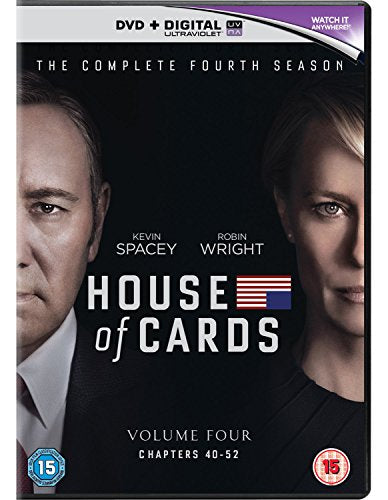 "House of Cards Season 4 DVD cover featuring Kevin Spacey and Robin Wright."