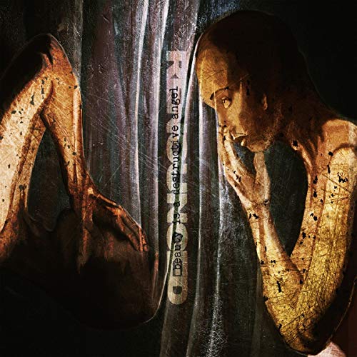 A vinyl record cover with a distressed, golden angel figure and dark background.