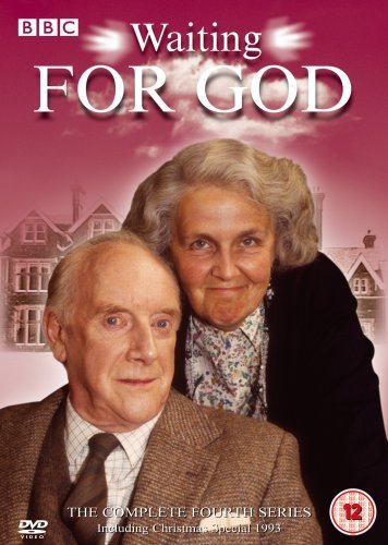 "Waiting for God" DVD cover featuring an elderly couple, with houses in the background.