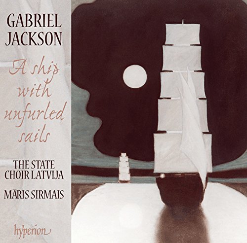 "CD cover with a ship silhouette and white sails on water."