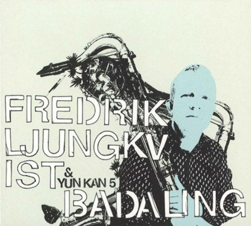 Album cover with a man and abstract design, light green background, white and black text.