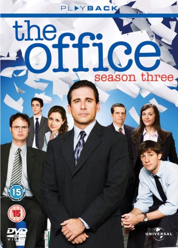 DVD cover for "The Office, Season 3" featuring main characters in business attire.