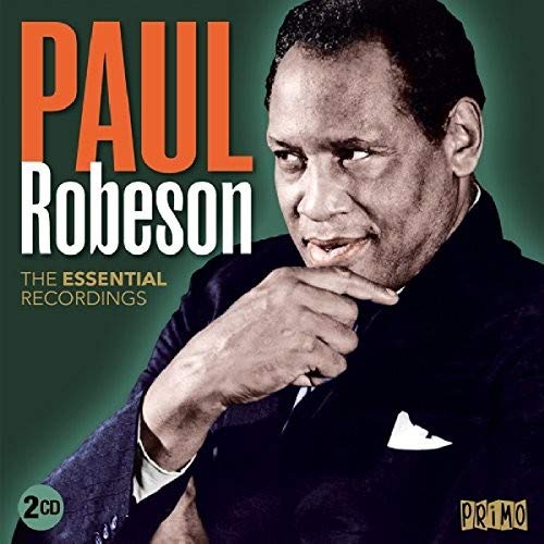 "CD cover featuring a black-and-white photo of Paul Robeson against a green background."
