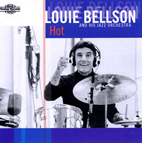 "Album cover featuring a black and white photo of Louie Bellson playing drums."