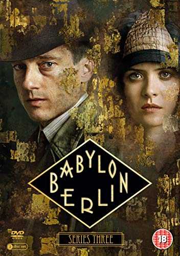 "Babylon Berlin Series 3 DVD cover featuring a man and woman with gold distressed effect."