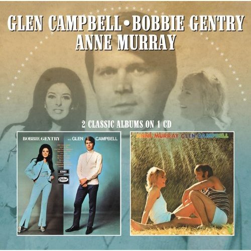 "CD cover featuring Glen Campbell, Bobbie Gentry, and Anne Murray with two album covers."