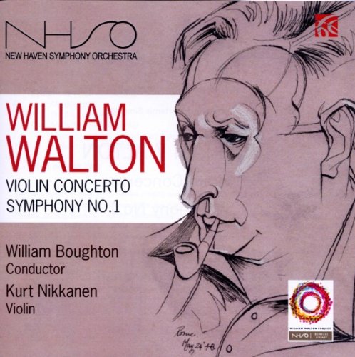 CD cover with sketch of William Walton, featuring text and logos.