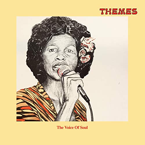 "Album cover featuring a sketched woman singing into a microphone, with red text."