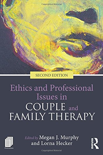 Book cover with abstract yellow face illustration and dark blue background, titled "Ethics and Professional Issues".