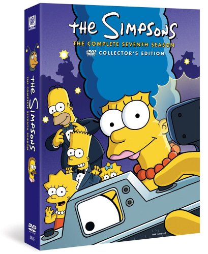 "The Simpsons Season 7 DVD case featuring cartoon characters on a purple background."