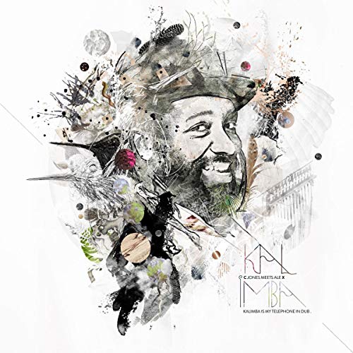 Album cover with a man's face surrounded by abstract shapes and text on a white background.