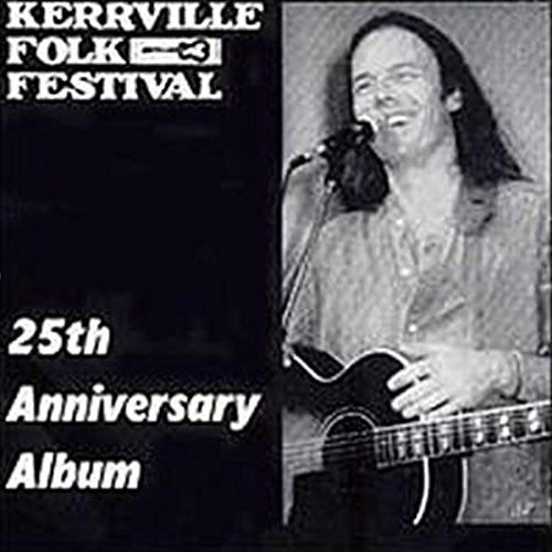 Black and white CD cover featuring a man playing guitar and singing into a microphone.