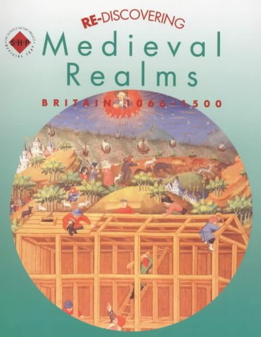 A textbook cover featuring a medieval scene with workers and knights, on a teal background.