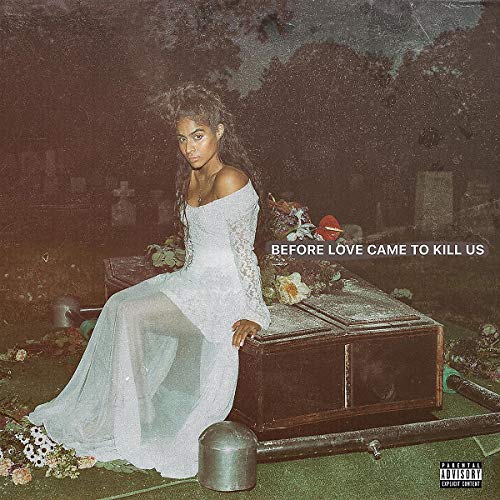 Jessie Reyez album cover: woman in white dress by a gravesite.