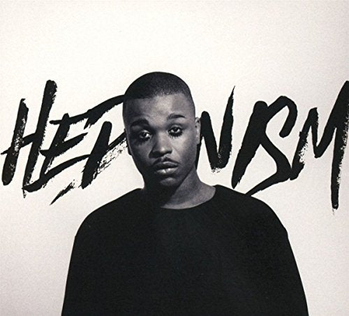 Black and white album cover with a man and the word "Hedonism" written behind him.