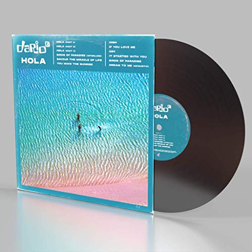 Vinyl record with blue sleeve featuring a beach scene and two people paragliding.