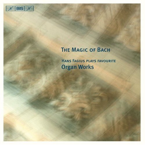 CD cover with abstract, blurry organ pipes and blue text "The Magic of Bach".