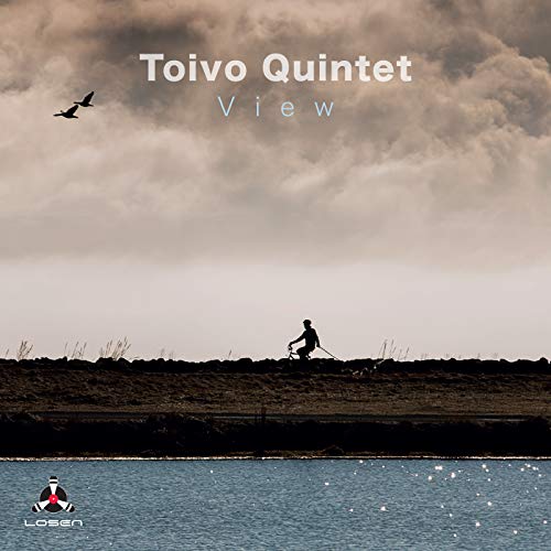 "CD cover featuring a person riding a bike near a body of water."
