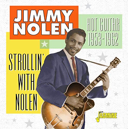 Album cover featuring a man in a blue suit holding a guitar, colorful text overlay.