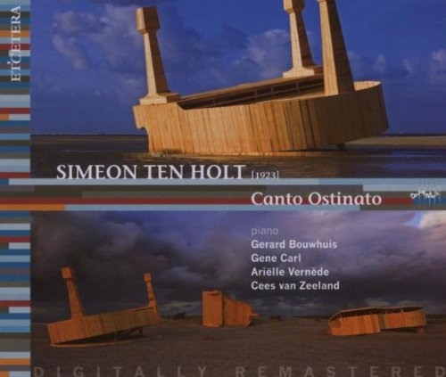 "CD cover with wooden structures on beach, cloudy sky, and performer names listed."