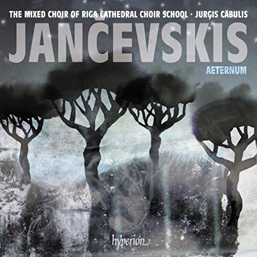Album cover with trees and misty background, featuring title "Jancevskis Aeternum" in large text.