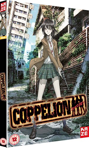 "Coppelion" anime DVD cover featuring a girl with a gun in a post-apocalyptic setting.