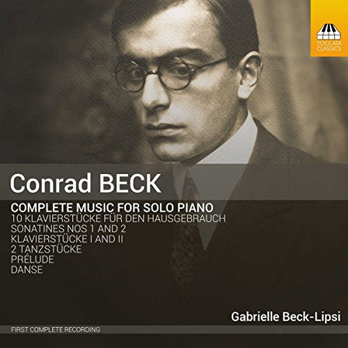 "CD cover featuring sepia-toned portrait of Conrad Beck with text and logo."