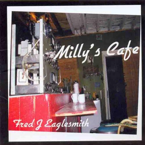 "CD cover with a photo of a dimly lit cafe counter and table."
