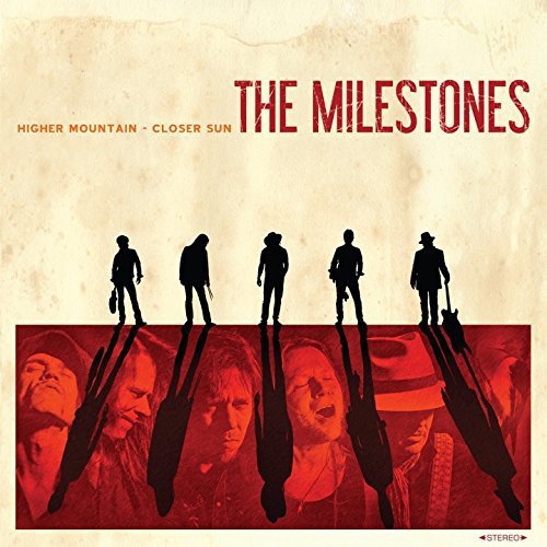 "Album cover with silhouetted figures and Page-like portraits in red-toned collage."