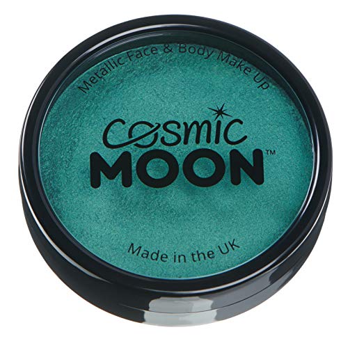 Metallic Pro Face & Body Paint Cake Pots by Cosmic Moon - Green - Professional Water Based Face Paint Makeup for Adults, Kids - 36g