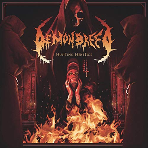Album cover art: hooded figures surround a man on fire, dark and ominous atmosphere.