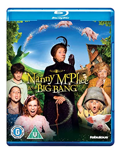 "Blu-ray case with a colorful cover featuring a woman and children, with pigs."