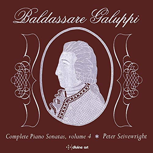 CD cover with a sketch of Baldassare Galuppi on a red background.