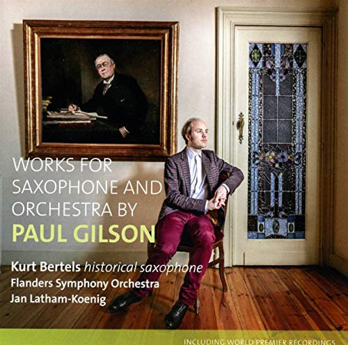 CD cover featuring a man sitting under a portrait, text describes the music content.