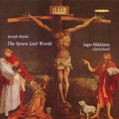 "Album cover featuring a painting of Jesus on the cross with mourners."