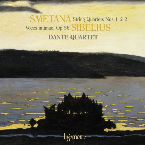 "CD cover with a serene lake scene and yellow-lit island silhouette."
