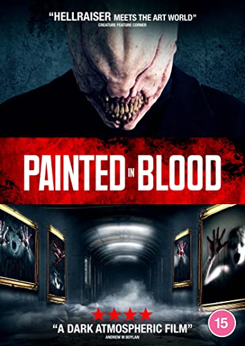 DVD cover for "Painted in Blood" showing a grotesque figure and a dark hallway.