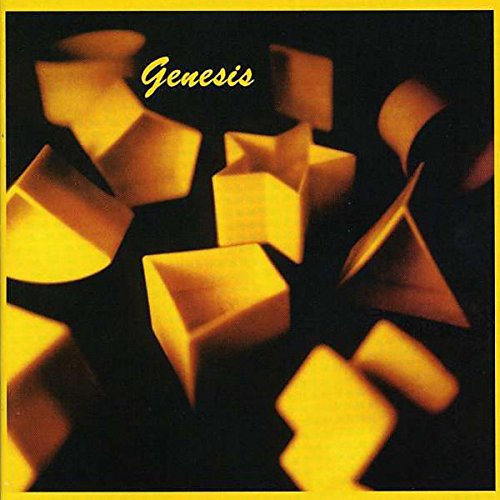 Album cover with yellow 3D shapes on black background, titled "Genesis" in yellow script.